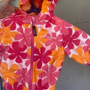 L.L.Bean Baby Sz 6-12m Floral hooded raincoat EUC